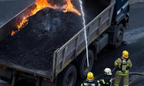 Во Взморье в кузове грузовика загорелся уголь