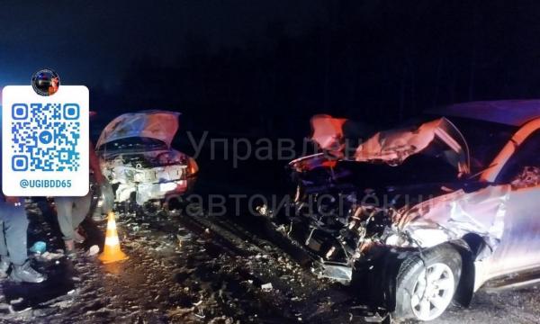 Сахалинца врезалась в стоящий на дороге в Долинском районе автомобиль