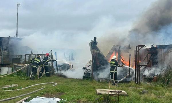 Пожарные спасли птиц из горящего строения на ферме в Анивском районе