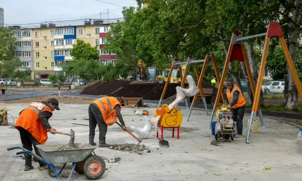 Новое общественное пространство в 9-м микрорайоне Южно-Сахалинска откроют в июле